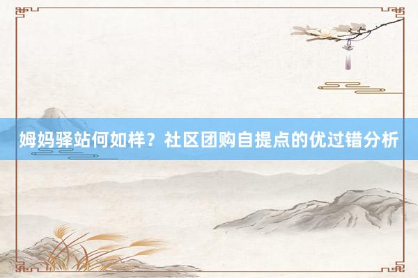 姆妈驿站何如样？社区团购自提点的优过错分析